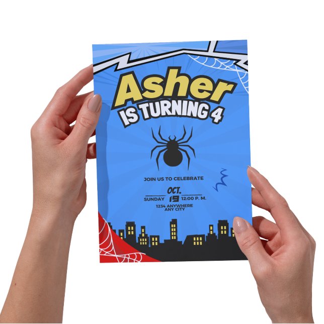 Spider-Themed Birthday Invitation-Superhero Part Invitation (Creator Uploaded)