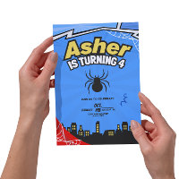 Spider-Themed Birthday Invitation-Superhero Part