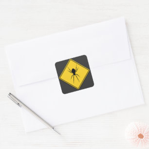 Spider Warning Halloween Square Sticker