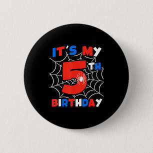Spider Web 5th Birthday Party 5 Year Old Birthday  6 Cm Round Badge