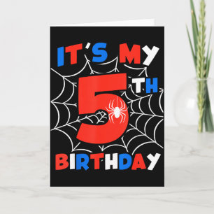 Spider Web 5th Birthday Party 5 Year Old Birthday Card