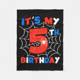Spider Web 5th Birthday Party 5 Year Old Birthday Fleece Blanket