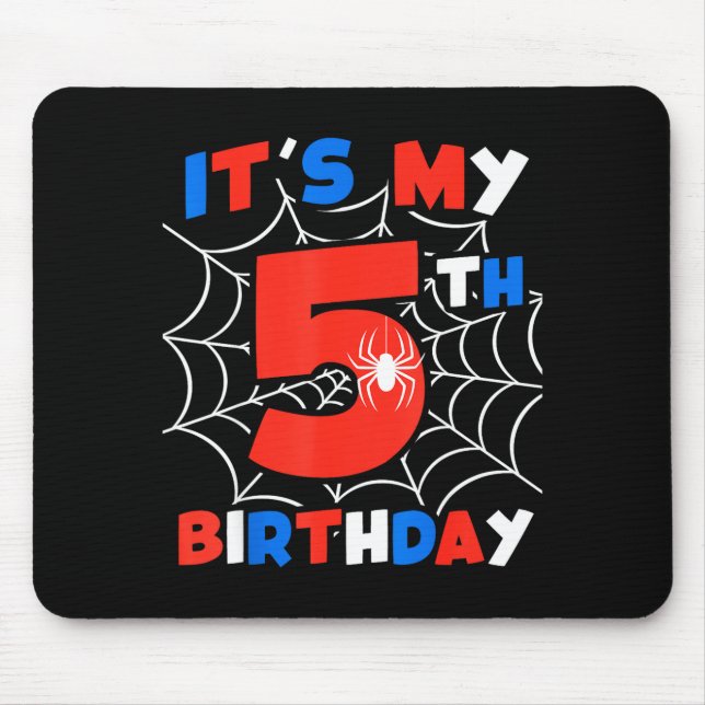 Spider Web 5th Birthday Party 5 Year Old Birthday  Mouse Pad (Front)