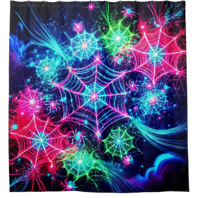 Spider Web Art Shower Curtain (Front)