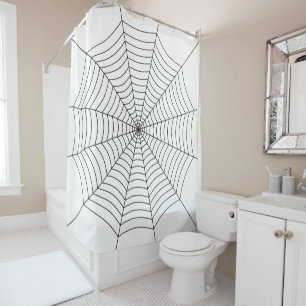 Spider web black and white Halloween pattern Shower Curtain