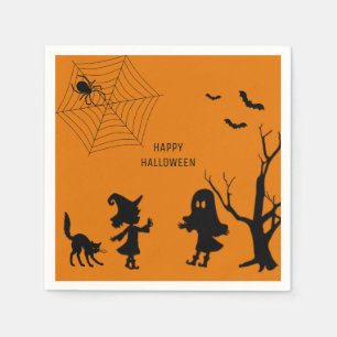 Spider Web Black Cat Paper Napkin