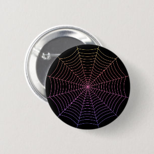 Spider web black purple orange Halloween pattern 6 Cm Round Badge