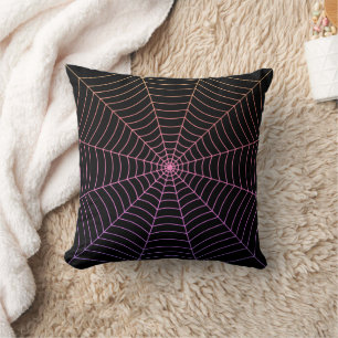 Spider web black purple orange Halloween pattern S Cushion