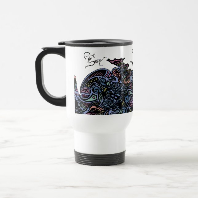 Spider Web Colour Travel Mug (Left)
