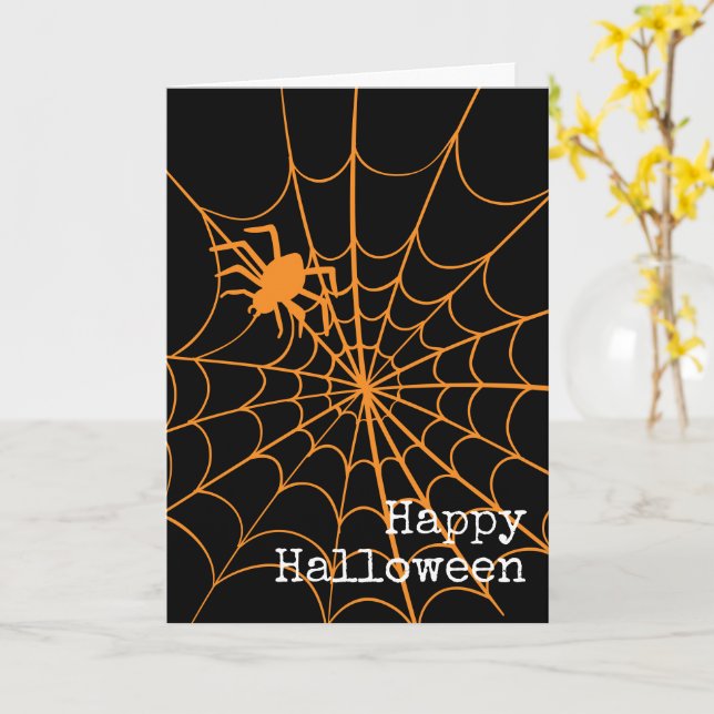 Spider Web Creepy Halloween Greeting Card (Yellow Flower)