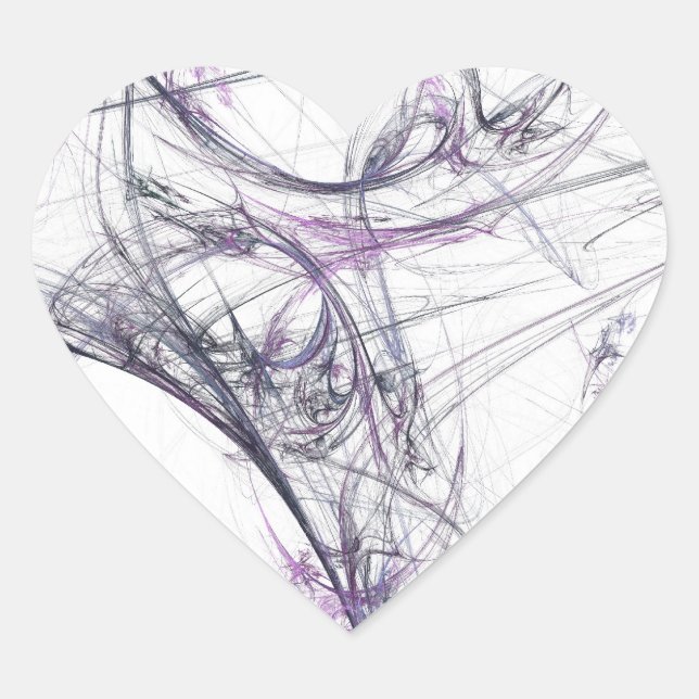 Spider Web Fractal Background Heart Sticker (Front)