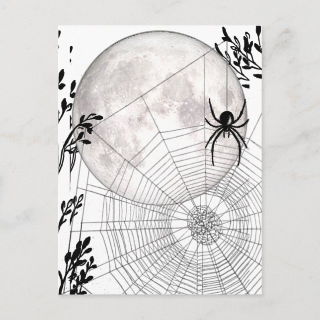 Spider Web, Full Moon, Iconic Gothic, Gothic Gifts Postcard (Front)