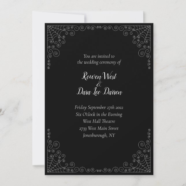 Spider Web Gothic Wedding Invitation (Front)