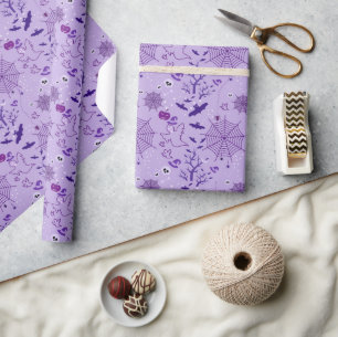 spider web Halloween Elegant purple Wrapping Paper