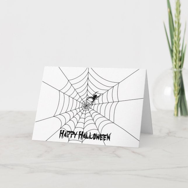 Spider Web Halloween Greeting Card- Blank Card (Front)