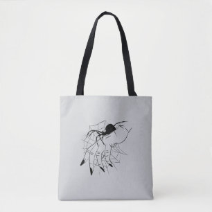 Spider Web & Hand Illustration Tote Bag