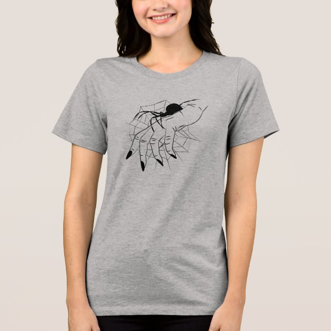 Spider Web & Hand Illustration Tri-Blend Shirt (Front)
