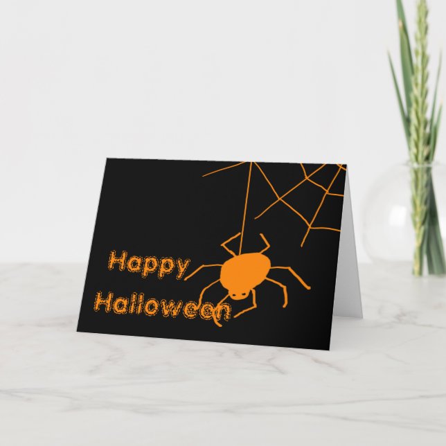 Spider Web Happy Halloween Greeting Card (Front)