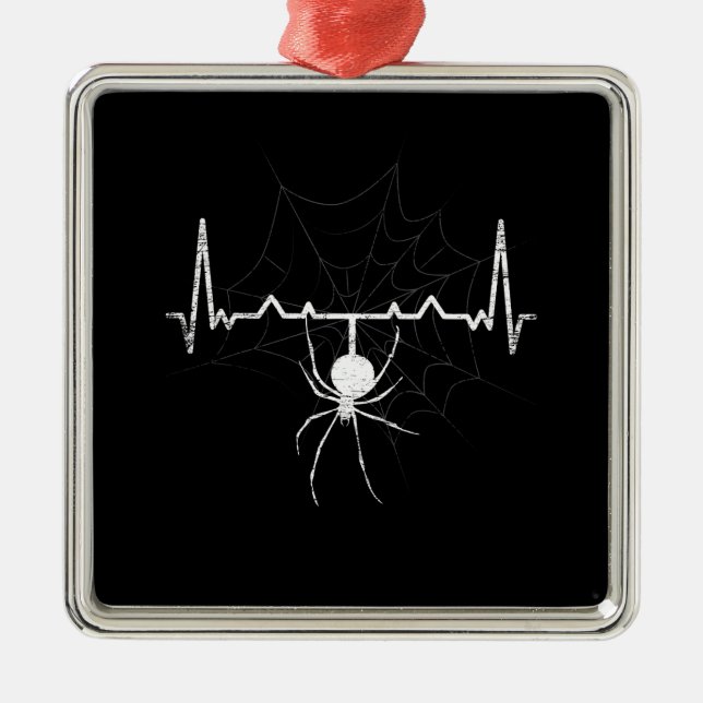 Spider Web Heartbeat Cobweb Spider Gift Metal Tree Decoration (Front)