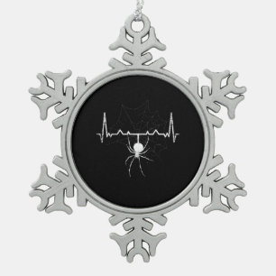 Spider Web Heartbeat Cobweb Spider Gift Snowflake Pewter Christmas Ornament