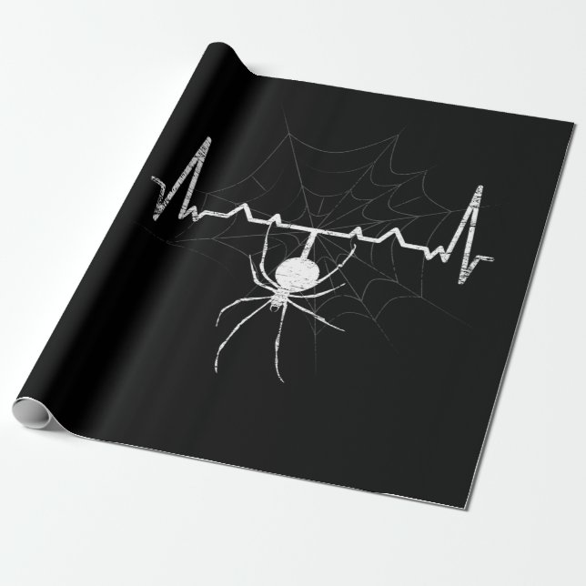 Spider Web Heartbeat Cobweb Spider Gift Wrapping Paper (Unrolled)