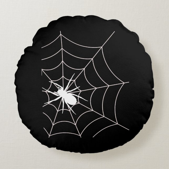 Spider Web Pregnancy Announcement Halloween Round Cushion (Front)