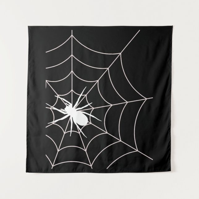 Spider Web Pregnancy Announcement Halloween Tapestry (Front)