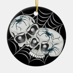 Spider Web Skulls Ceramic Tree Decoration