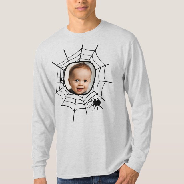 Spider web spiderweb spooky fun custom photo T-Shirt (Front)