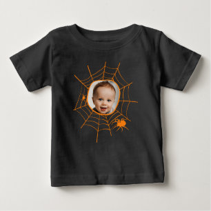 Spider web spiderweb spooky orange custom photo baby T-Shirt