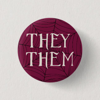 Spider Web They Them Pronouns in Red 3 Cm Round Badge