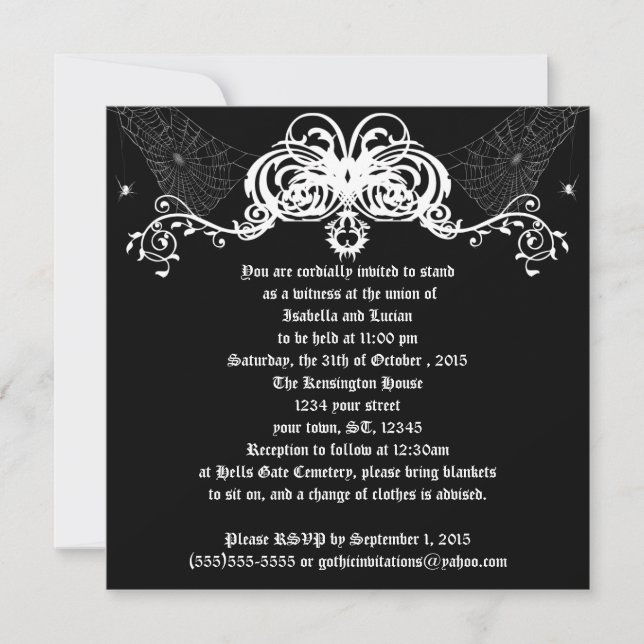 Spider Web Vines Goth Wedding Invitation (Front)