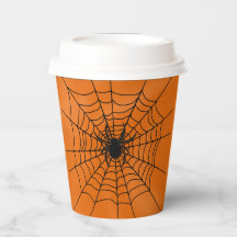 Spider Web with Spider on Orange Halloween Paper C