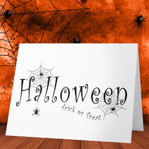 Spider webs and spiders over Halloween  Thank You Card