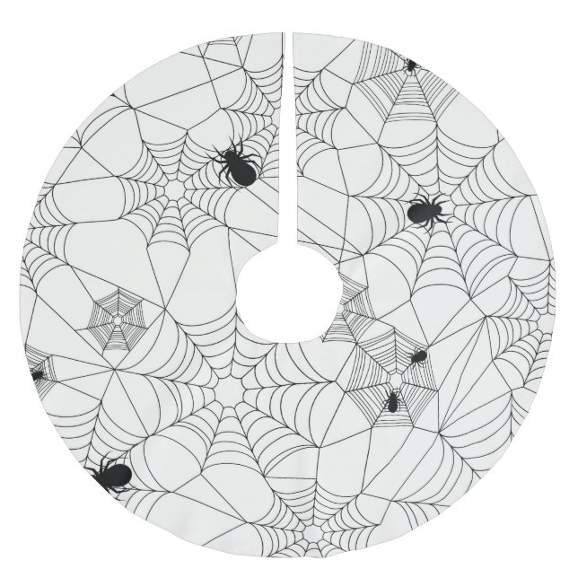 Spider Webs Halloween Pattern Brushed Polyester Tree Skirt (Front)