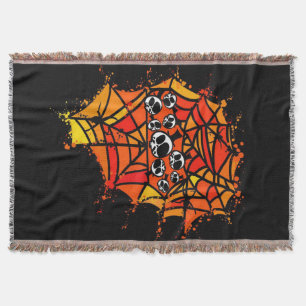 Spider Webs Spiders Skull Throw Blanket