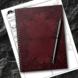 Spider Witch Dark Red Fantasy Spiderweb Flourish Notebook