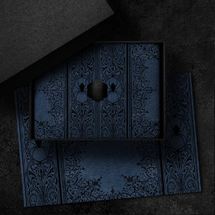 Spider Witch   Dusty Slate Blue Spiderweb Flourish Tissue Paper