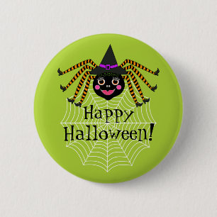 Spider Witch Happy Halloween 6 Cm Round Badge