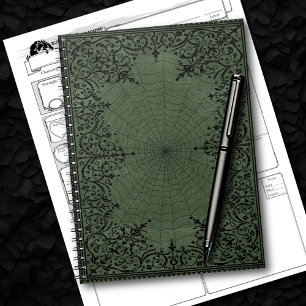 Spider Witch   Sage Green Spiderweb Flourish Notebook