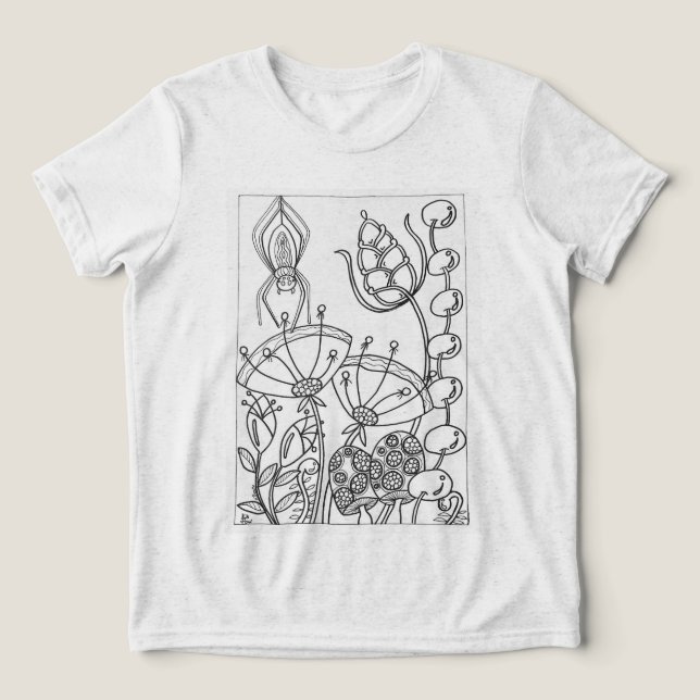 spider with fantasy flowers Tri-Blend shirt (Design Front)