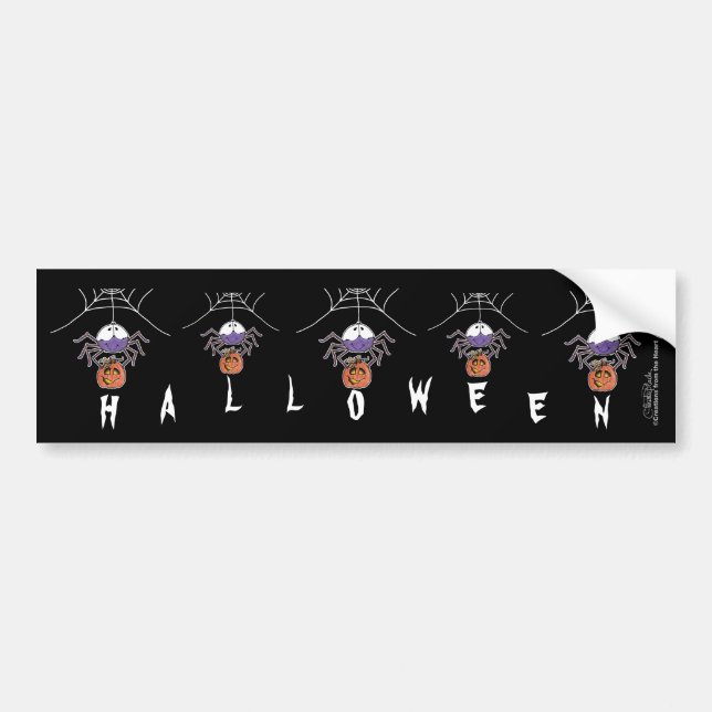 Spider with Jack-O-Lantern Bumper Sticker (Front)