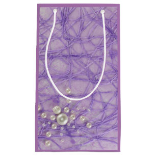 Spider with pearls on Purple abstract pattern Smal Small Gift Bag