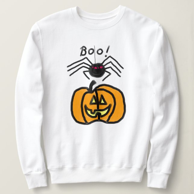 Spider with Pumpkin Halloween Sweatshirt (Design Front)