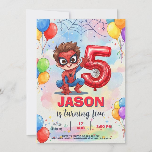 Spiderman birthday invitation (Front)