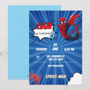 Spiderman Theme Birthday Superhero Spider Party  Invitation