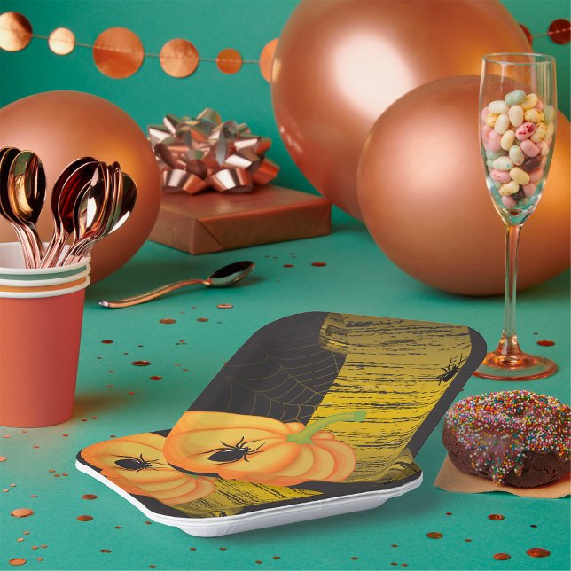 Spiders And Pumpkin Paper Plate (Creator Uploaded)