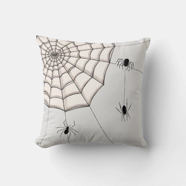 Spiders and Web Halloween Cushion (Front)