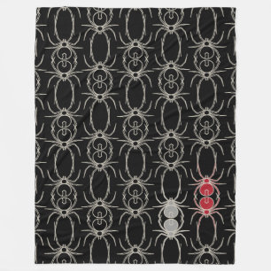 Spiders - Bat Black and Bone White Fleece Blanket