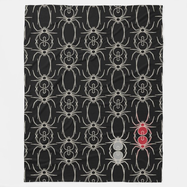 Spiders - Bat Black and Bone White Fleece Blanket (Front)